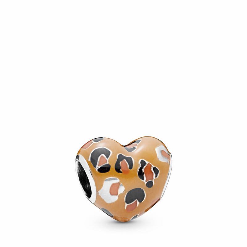 Pandora Spotted Heart Charm - Sterling Silver/Enamel/Black - Canada | NR9274CT